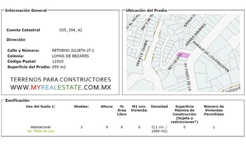 Imagen 3 de 6 de Tz Terreno En Venta En Lomas De Bezares (1679)