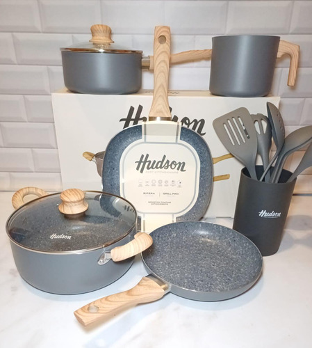 Batería Hudson Granito Cerámica 3 Capas Juego Cocina Set