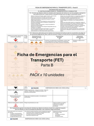 Ficha De Emergencias Para El Transporte (fet) X10u