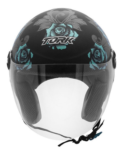 Imagen 2 de 8 de Casco New Liberty Three Flower Azul/negro Mate T 56