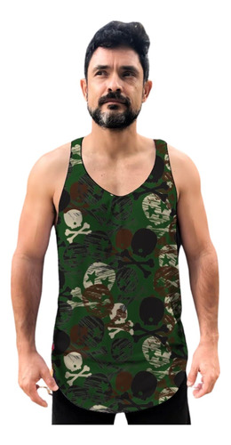 Regata Super Cavada Academia Masculina Camuflage Star Skull