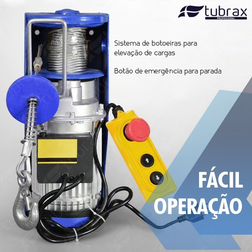 Talha Elétrica Guincho 1250w 127v 350/700 Kg Elevação 6/12 M
