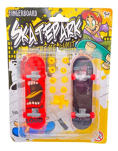 Kit 2 Skate De Dedo C/ Lixa Fingerboard Criança + Acessórios