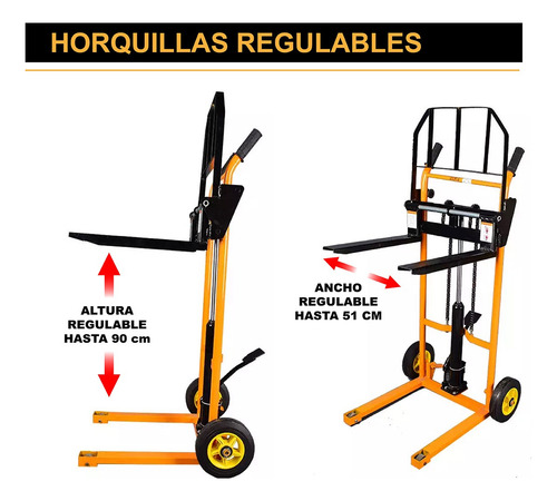 Imagen 2 de 9 de Yegua O Apilador Hidráulico Manual 200 Kg, Elevación 90 Cms