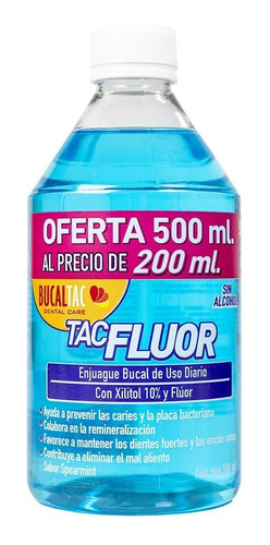 Enjuague Bucal Bucaltac Tacfluor Xitiol 10% Y Fluor X 500 Ml