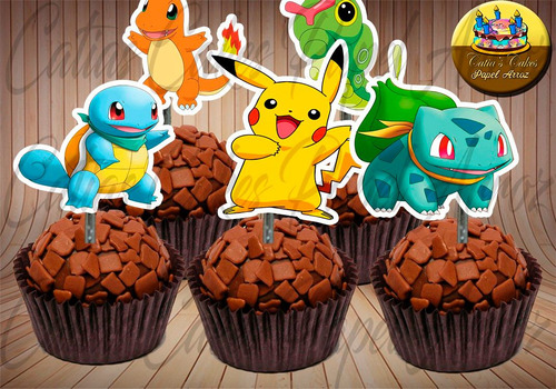 50 Tag Topper Aniversário Pokemon