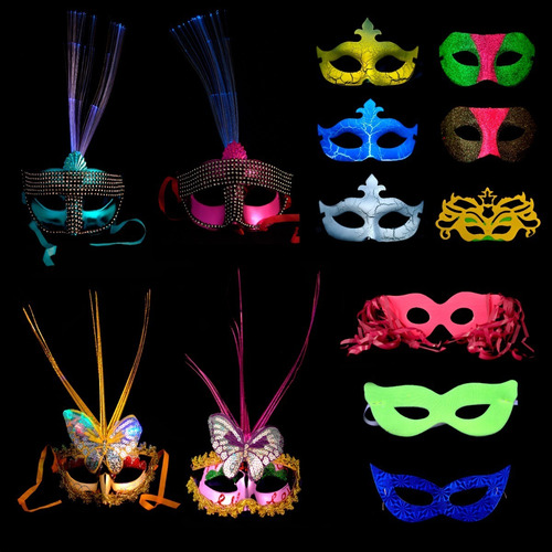 Imagen 7 de 10 de Combo X10 Mascara Antifaz Full Led Luminoso Disfraz Cotillon