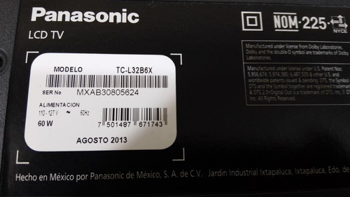 Fuente Panasonic Tc-l32b6x (con Botonera) *box65 (Usado)