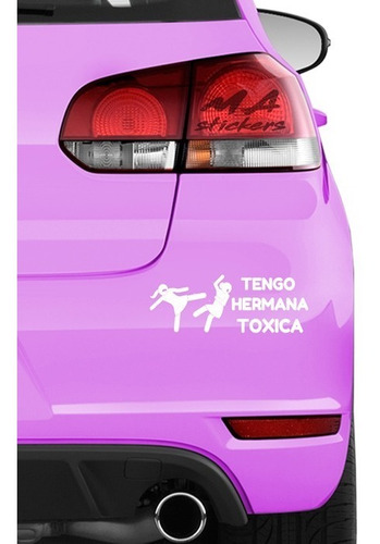 1 Sticker Para Auto Moto Camioneta  Tengo Hermana Toxica