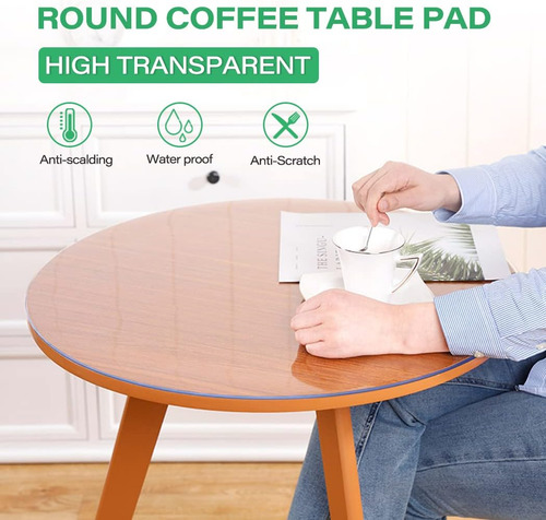 Protector De Mesa Redondo De Pvc Transparente De 32 Pulgas..