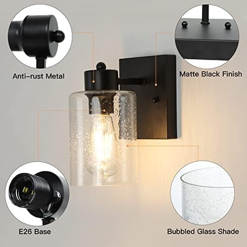 Depuley Apliques De Pared Negros Mate, Tocador De Baño Indus
