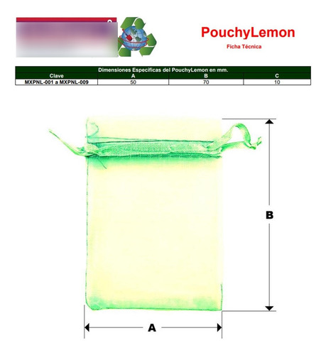 Bolsa De Organza, Mxpnl-004, 4 Pzas, Tela, Verde Claro, Bols Color Verde claro PouchyLemon