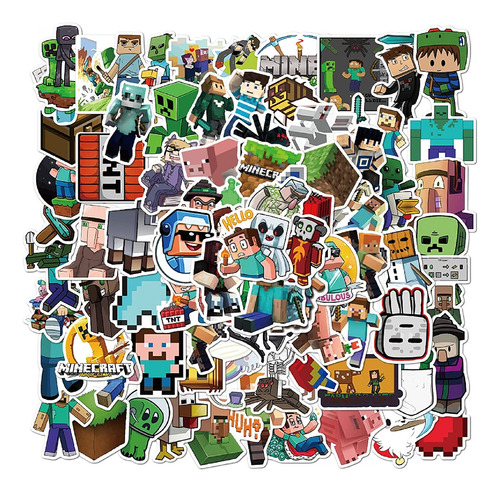Minecraft Stickers Decals100 Pack Tema De Videojuegos Pegati
