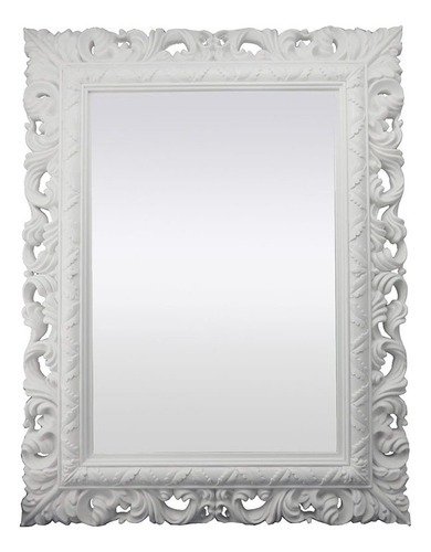 Espejo decorativo blanco de calidad sofisticada de 51 x 66 x 4 cm