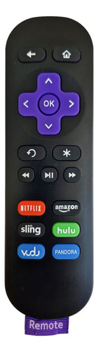 Control Remoto Compatible Roku Modelos Hd, Lt, Xs, Xd), Roku Express, Roku Premiere Negro