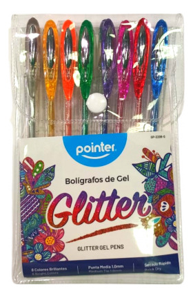 Boligrafos En Gel Escarchados Pointer 8 Colores