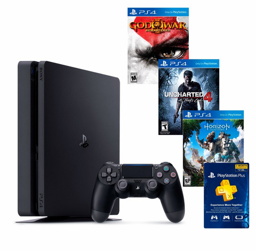 Playstation 4 Slim Disco 500gb 3 Juegos Fisicos+ Plus 3meses