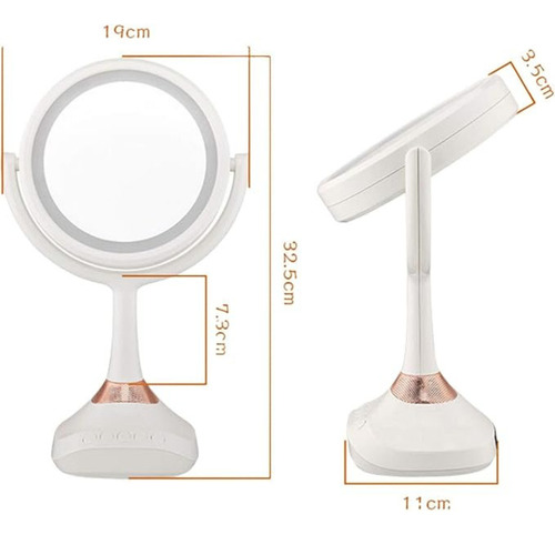 Espejo Maquillaje Con Luz Led Tipo Aro Bluetooth Bocina Aumento 10x 1x Portátil Doble Cara Iluminación 360 Grados Recargable Celular Música Touch USB Profesional cosmeticos belleza 1 pieza comerliv