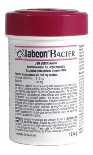 Labcon Bacter 50 Cáp. Bactericida Para Peixes - Doce/marinho