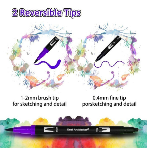 Juego De Rotuladores W-132 Colores Con Doble Punta Para Arte