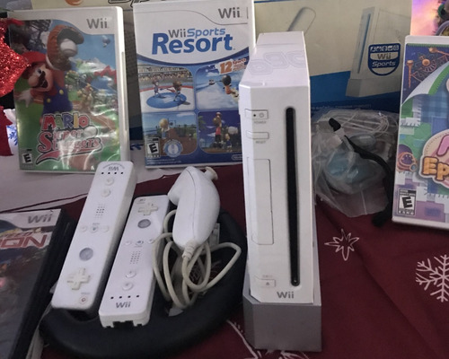 Nintendo Wii, Completo Con 6 Juegos Originales Y 10 Copias