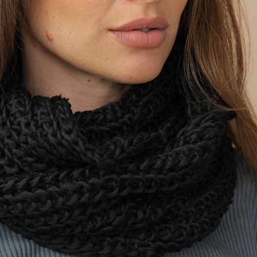 Cuello Rueda Tresher De Lana Abrigado Cálido Otoño/invierno Negro Liso Único