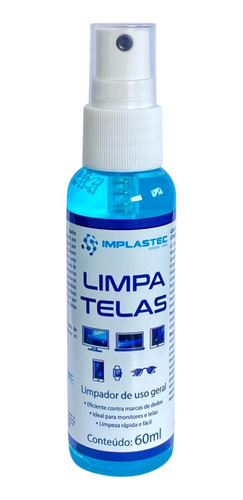  Limpa Telas Implastec Com Flanela 60ml Monitor Pc Celular