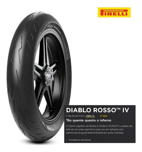 Pneu Traseiro 180x55-17 Diablo Rosso Iv (73w) Tl Pirelli