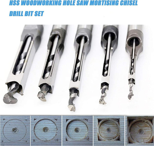 5 Brocas Escareadas Quadradas Chisel Mortise Para Madeira
