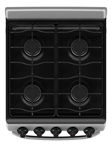 Estufa Mabe Em5032baps1 A Gas 4 Quemadores Plateada Puerta Con Visor