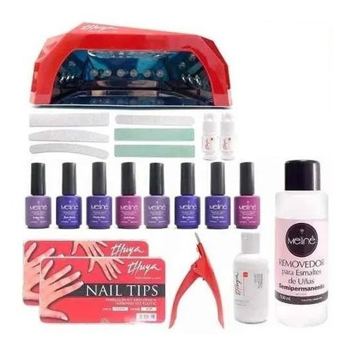 Kit Cabina Thuya Ccfl Led 40w + 8 Esmaltes Meline Gel +tips 