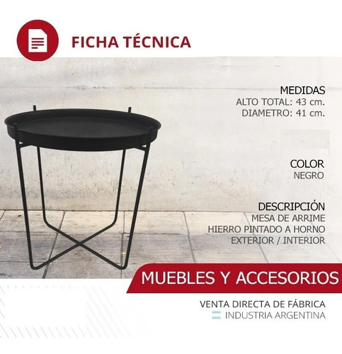Imagen 3 de 7 de Mesa Ratona Redonda De Hierro Industrial Interior Exterior