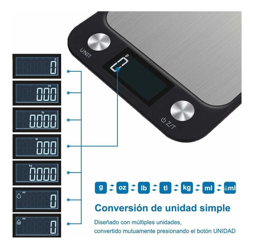 Imagen 3 de 7 de Balanzas Digital De Cocina Alimentos Acero Inoxidable 10kg