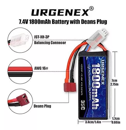 URGENEX 2S 7.4V 1A USB Battery Charger with XH-3P Connector