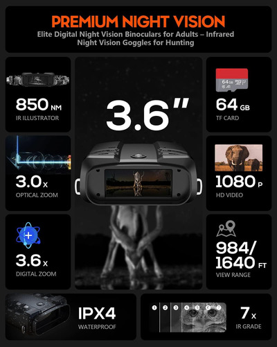 Ivienx - Gafas De Visión Nocturna, Binoculares De Visión Noc