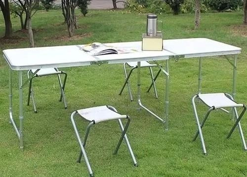 Imagen 3 de 9 de Mesa Plegable Transportable Lavable Camping 180x60cm