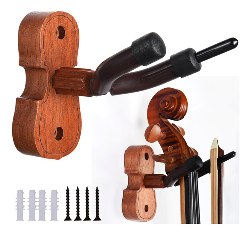 Soporte De Pared Para Violin De Caoba Para Violin Con Gancho