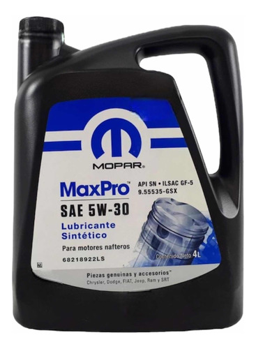 Aceite Mopar Maxpro 5w30 Nafta 4 Litros