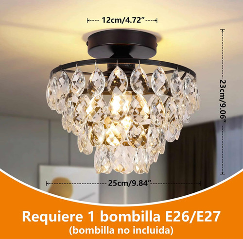 Lámpara Candelabro Techo Colgante Cristal E26 E27 Hermosa