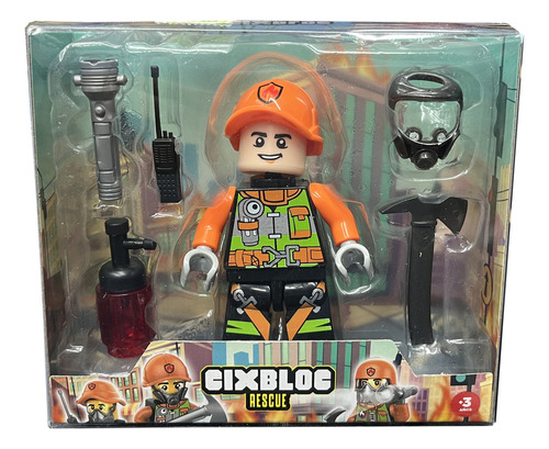  Muñeco Cixbloc Bombero Figura Con Acc Cod Ik0567 Loonytoys