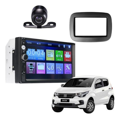 Kit Multimídia Universal Mp5 Fiat Mobi Com Camera De Ré