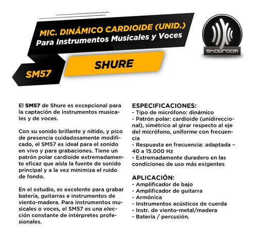 Imagen 6 de 10 de Microfono Shure Sm57 Dinamico Cardioide Original Mexico