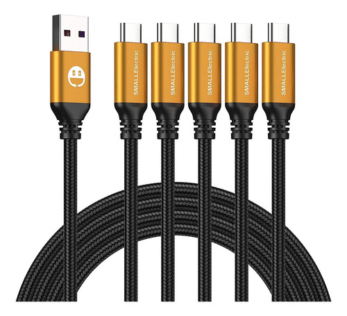 Cable Usb Tipo C, Paquete De 5, Carga Rápida De 6 Pies, Carg