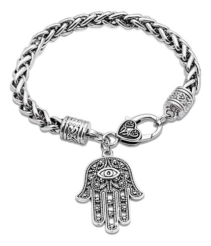 Ailuor Pulsera De Plata Con Mano De Fátima De Hamsa ' Protec