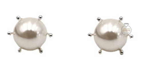 Aros Perla Pistilo Pelotita 10mm Grande Plata Fina 925 Mujer