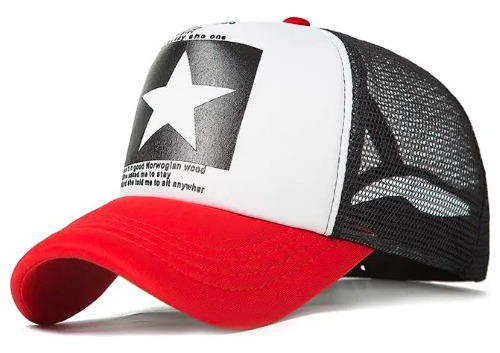 Gorro Tipo Béisbol Ajustable, Estampado Estrella, Importado