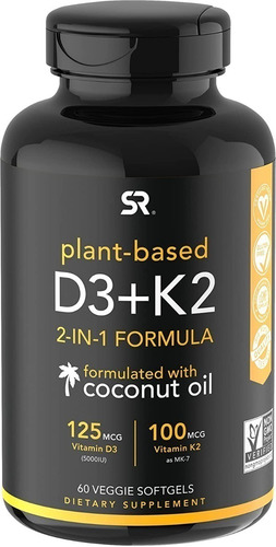 Vitamina K2 D3 Con Aceite De Coco Organico 60 Cap