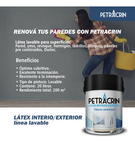 Imagen 2 de 6 de Pintura Latex Lavable Color Blanca X 20 Litros