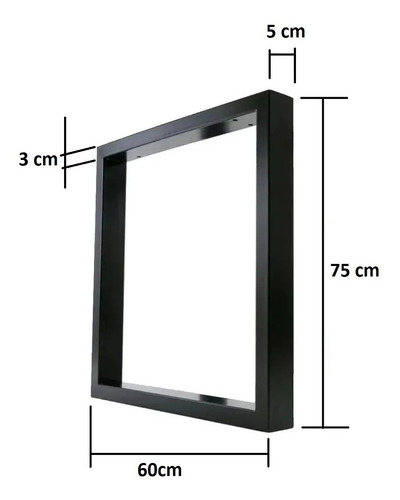 Imagem 2 de 3 de 2 Pé Base Jantar 75cm Industrial Quadrado Tubo Metalon 50x30