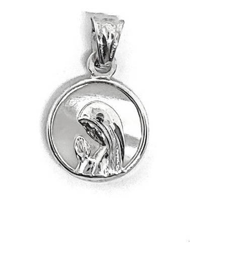 Colgante Medalla Virgen Niña Nácar 12mm Plata Fina 925